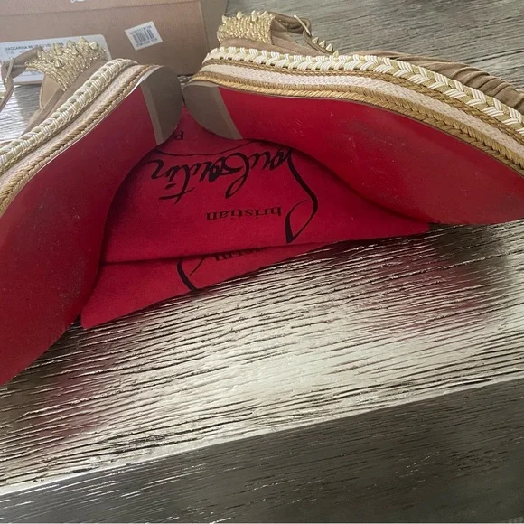 Christian Louboutin Madcarina  60mm Brown Espadrille Wedge Sandals - Picture 6 of 8